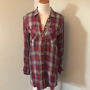 Express Plaid Long Button Down